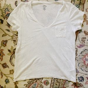 J. Crew White Linen T-Shirt ✨ MEDIUM